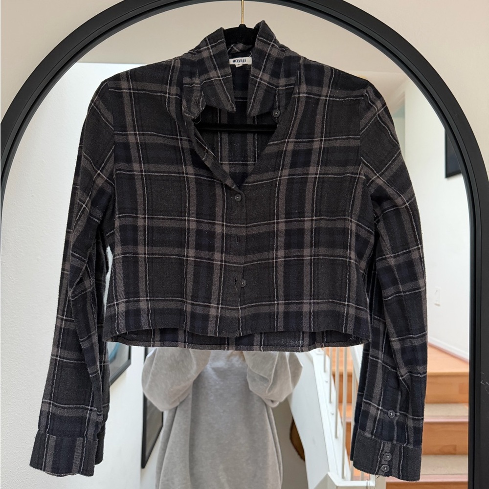 Brandy Melville Black Plaid Crop Top